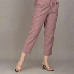 iqraar Women Regular Fit Purple Cotton Blend Trousers-picture-31