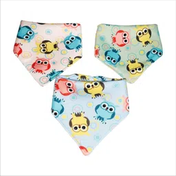chinmay kids Reusable Baby Bibs Two Layered, Quick Dry, Cute Prints Reinforced Edges Multi Colors Pack of 3 Washable Bibs image 1