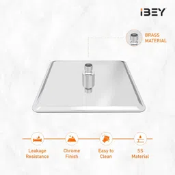 ibey 6 Inch Square Overhead Rain Shower Head | High-Pressure Water Flow for Bathroom Fixed Mount image 4