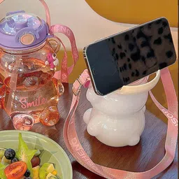 jhalakriti 1000ml Teddy Bear Sipper Water Bottle, Straw Water Bottle for Kids 1000 ml Water Bottle image 5