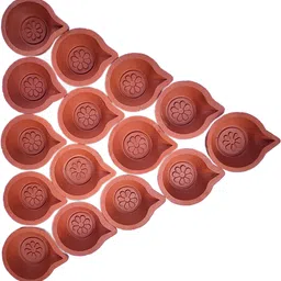 handmade terracotta clay diya Terracotta (Pack of 15) Table Diya Set image 1