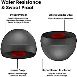 CHARMWAVES 10 Pcs (5 Pairs) Replacement Earbuds Ear Tips Earphone, Hybrid Silicone Tips In The Ear Headphone Cushion image 3