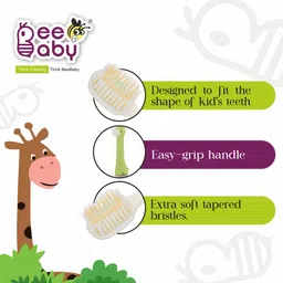 beebaby Giraffe Shape Brush Buddy Soft Tapered Bristles Kids Toothbrush. BPA Free|Yellow Extra Soft Toothbrush image 5