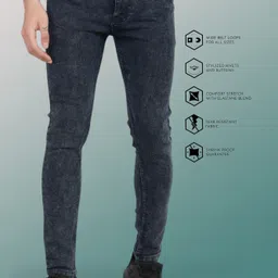 lzard Men Slim Mid Rise Dark Grey Jeans-picture-16