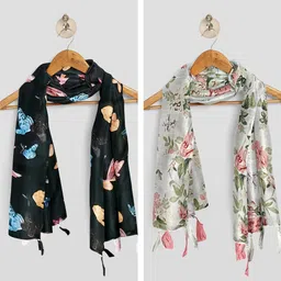 poshampaa Printed Chiffon Women Multicolor Stole, Scarf, Fancy Scarf-picture-25