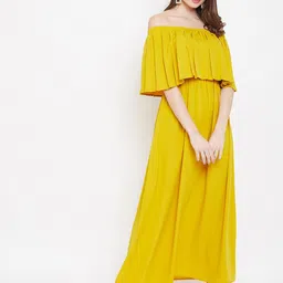 berrylush Women Maxi Yellow Full Length Dress image 4
