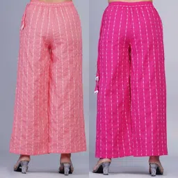 welcomekurti Pack of 2 Women Regular Fit Pink Pure Cotton Trousers image 2