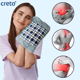 creto Velvet Fur Electric Heat Bag for Full Body Pain Relief Electric 1 L Hot Water Bag image 2