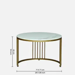 casacraft from pepperfry Elvas Metal Round Nesting Coffee Table Set with White Porcelain Top (Set of 2) image 2