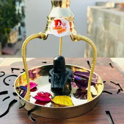 daridra bhanjan Kalash with Stand | Brass for Home Puja, Temple | Black Shivling Decorative Showpiece - 14 cm-picture-20