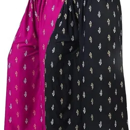 palazzo designs Pack of 2 Women Regular Fit Black, Pink Viscose Rayon Trousers-picture-27