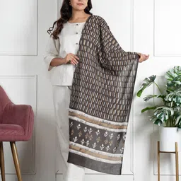 style 98 Printed Cotton Blend Women Grey Stole-picture-21