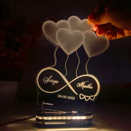 lampees 3D LED Table Lamp Heart Shape Customized Name Lamp for Couple Gift Table Lamp image 3