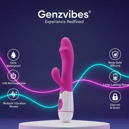 GENZVIBES VibeCheck Dual Motor Rechargeable Rabbit Massager | Body-Safe Silicone | I Massager image 2