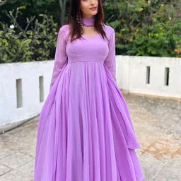 houseofcommon Solid Georgette Stitched Anarkali Gown image 4