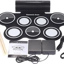 bibox W759 Electronic Drum |Built-in Li-Battery 2000mAh|Portable with audio Jack| Electric 7 Drum Kit Set image 2