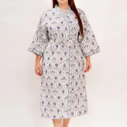 Purple, Grey Free Size Bath Robe-image-28
