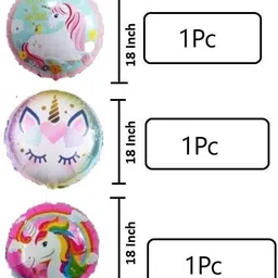 tejal trader No 4 Gold Balloons with Unicorn Party Theme Birthday Decoration Items Set Kit image 4
