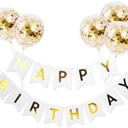 Balloons(5 pcs) with Pre -Filled Confetti and Happy Birthday Banner Combo-image-7