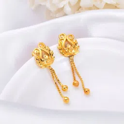 zavya Nature's Splendor 925 Sterling Silver Gold-Plated Flower & Leaf Earrings Sterling Silver Drops & Danglers-picture-11