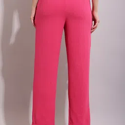 sqew Women Loose Fit Pink Polyester Trousers image 2
