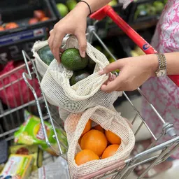 tinsuhg Storage Bag, 9Pcs Washable Drawstring Bag, Durable Kitchen, Bedroom Pack of 6 Grocery Bags image 4