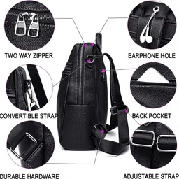 spinsell Medium 24 L Backpack Women's Leather Backpack Casual Shoulder Bag for Everyday Use image 4