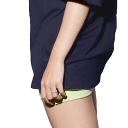 leotude Women Printed Round Neck Cotton Blend Navy Blue T-Shirt image 5