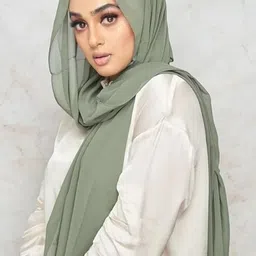 golden girls fashion Solid Georgette Women Light Green Scarf image 3