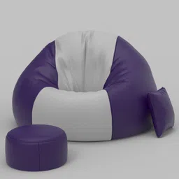 comfybean 4XL Premium, Designer-SplitShade Sofas With Free Cushion and Puffy-Light Grey Indigo Teardrop Bean BagWith Bean Filling image 3