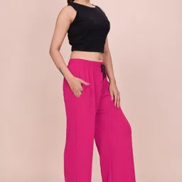tannu fashion Women Relaxed Pink Lycra Blend Trousers image 3