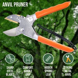 vinka VAPS-032 Steel Blade Heavy Duty Plant Cutter Razor Sharp Hand Pruning Shear Anvil Pruner image 5