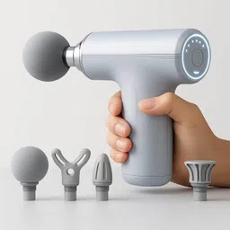 Zovilstore Rechargeable Gun Massager – 4 Heads, 4 Speed, Handheld Percussion for Muscle Relaxation Massager image 1