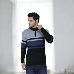 glaucus Men Striped High Neck Multicolor Sweater-picture-10