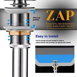 zap Bathroom Sink Stainless Steel Pop-Up Strainer image 4