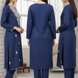 adan fabrics Women Wool Kurti Pant Set image 2