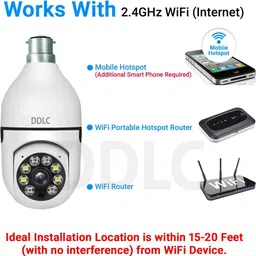 DDLC Wi-Fi Camera CCTV Camera 1080p Wireless PTZ Bulb Shape V380 Pro | Indoor 360° Security Camera image 3