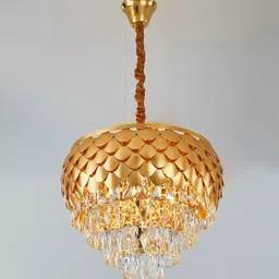 prmoagen 400 MM Pine Apple Crystal Jhumar Chandelier Ceiling Lamp For Living Room Chandelier Ceiling Lamp image 2