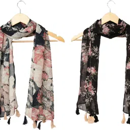 stolevilla Printed Chiffon Women Multicolor Scarf, Stole, Fancy Scarf-picture-37