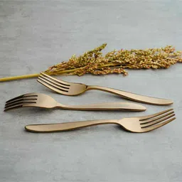 blackcarrot (Set Of 6) Silver Luxe 304 Food Grade Stainless Steel Silver Rose Gold Fork image 2