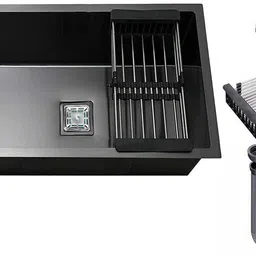 tantia 24 x 18 x 10 Single Bowl Handmade Kitchen Sink Black 24" X 18" X 10" HANDMADE 304 BLACK MATT GRADE SINK 304 Stainless tan154 Vessel Sink image 1