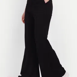 next one Women Flared Black Lycra Blend Trousers-picture-10