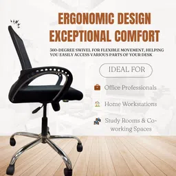hazelwood Ergonomic Height Adjustable Office Chair with Tilt Lock – Black, Medium Fabric Office Adjustable Arm Chair image 4