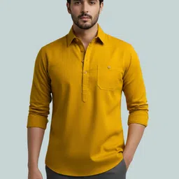 vashuqi Men Solid Cotton Blend A-line Kurta-picture-34