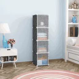 flipkart perfect homes studio 4 DOOR BLACK (T) PP Collapsible Wardrobe image 1