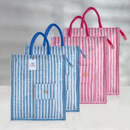 heart home Front Pocket Carry Shopping Bag with Handle|Medium|Pack of 4|Multicolor Pack of 4 Grocery Bags-picture-18
