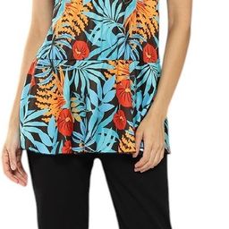 Aarika Womens Turqouise-Black Colour Floral Print Nylon Plus Size Swim Suit Floral Print Women Swim-dress Light Blue Swimsuit-picture-35