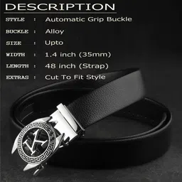 zoro Men Formal, Party, Evening, Casual Black Artificial Leather, Texas Leatherite Belt image 3