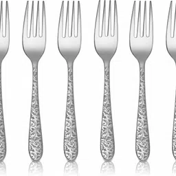 shri & sam Jasmine with Laser Tea Fork Stainless Steel Fruit Fork Set-picture-38