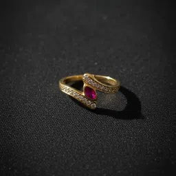 rnj Staylish Gold Ring Foe Women Brass Ruby Gold Plated Ring-picture-14
